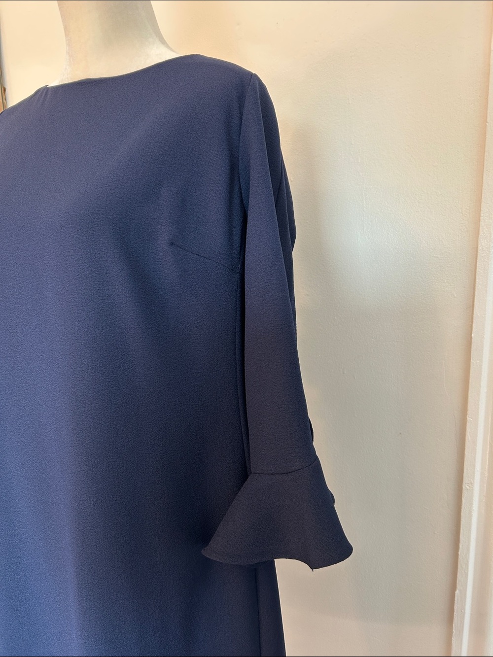 Karl Lagerfeld Navy Midi Dress with Ruffle Sleeves - Picture 3 of 13